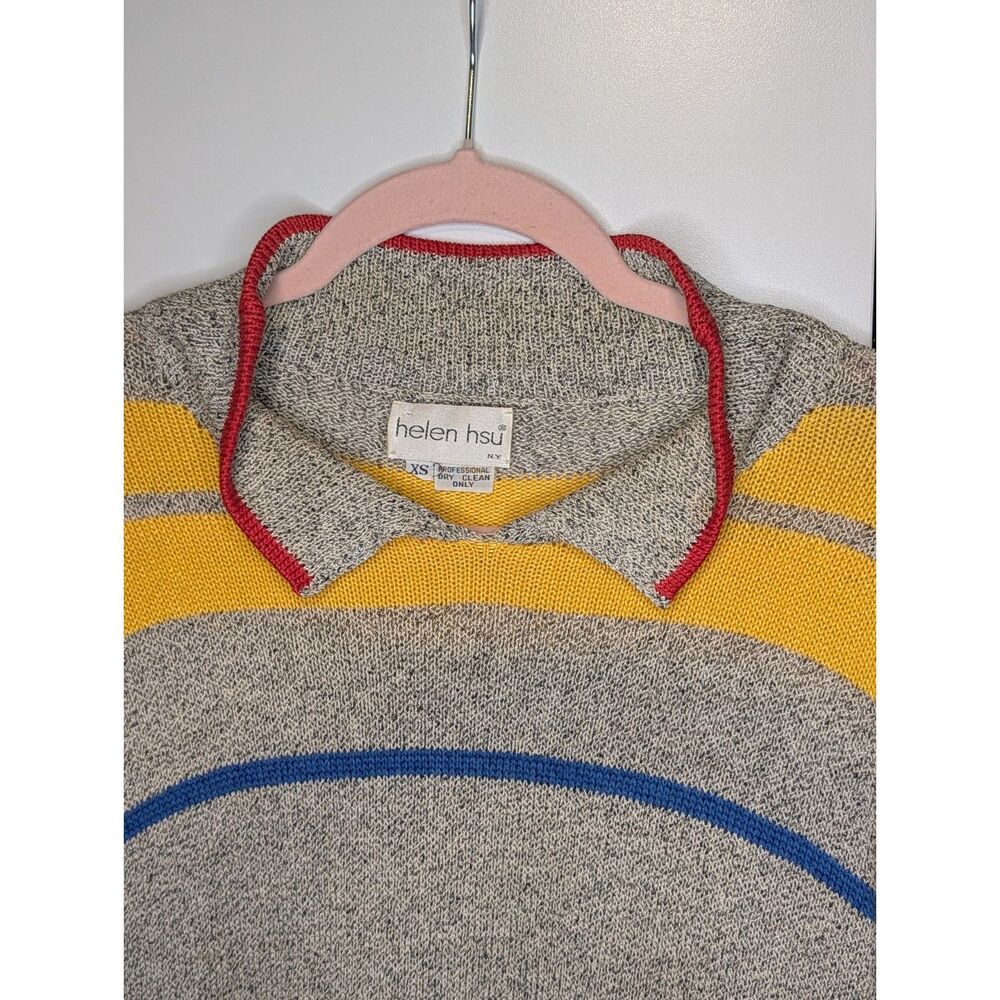 True Vintage 80s Helen Hsu Striped Sweater Dress XS - Picture 5 of 11